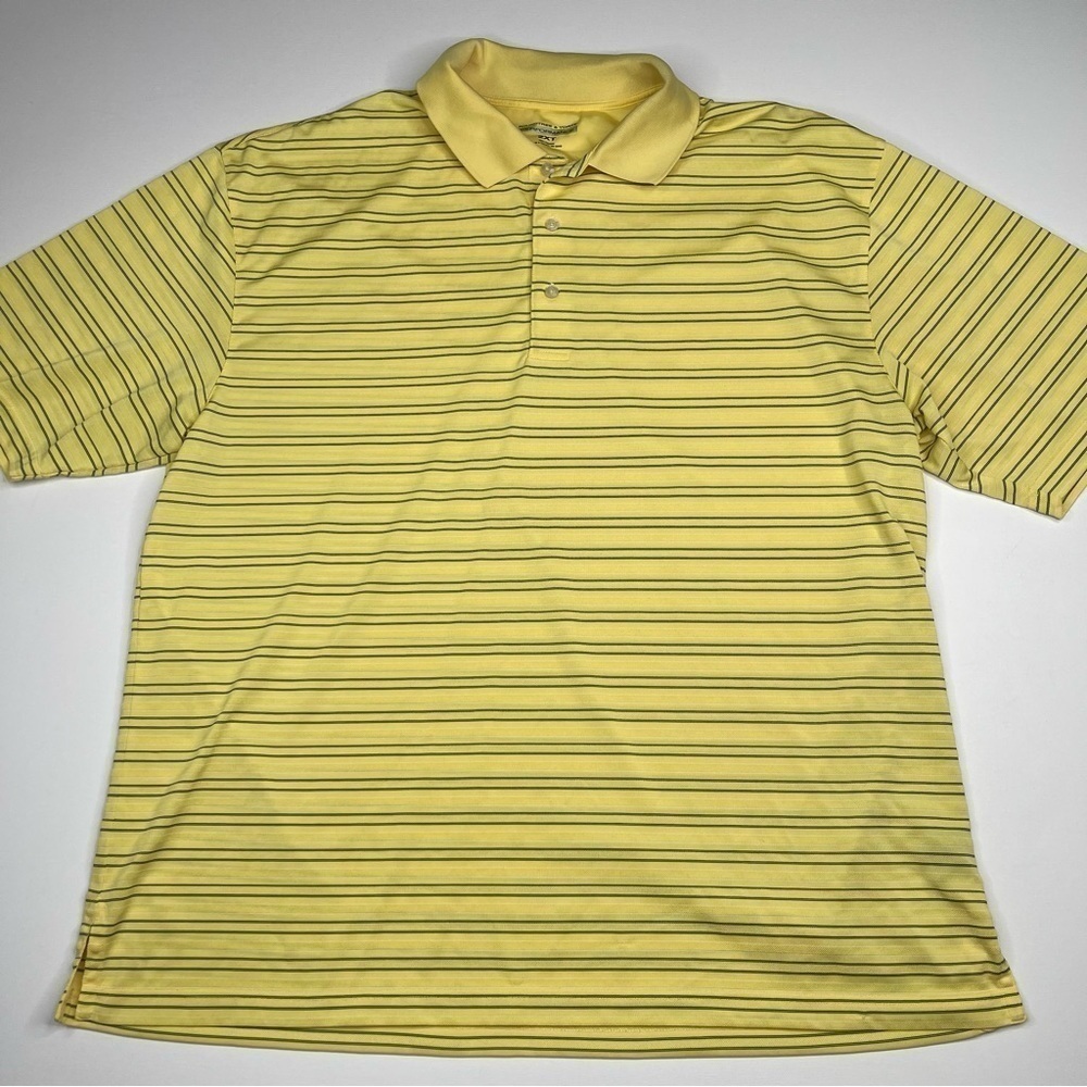 Roundtree & Yorke Polo Shirt Yellow Striped Golf Summer Spring Office Resort 2XT